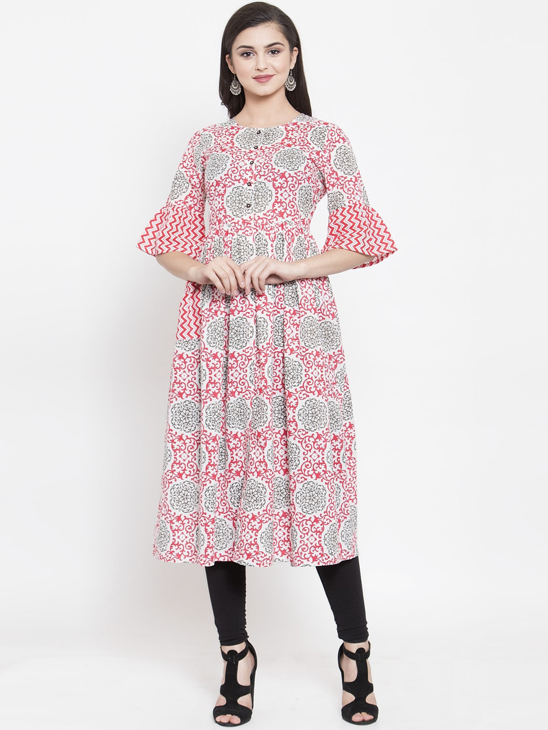 

The Kurta Express Women Multicoloured Printed Anarkali Kurta, Multi