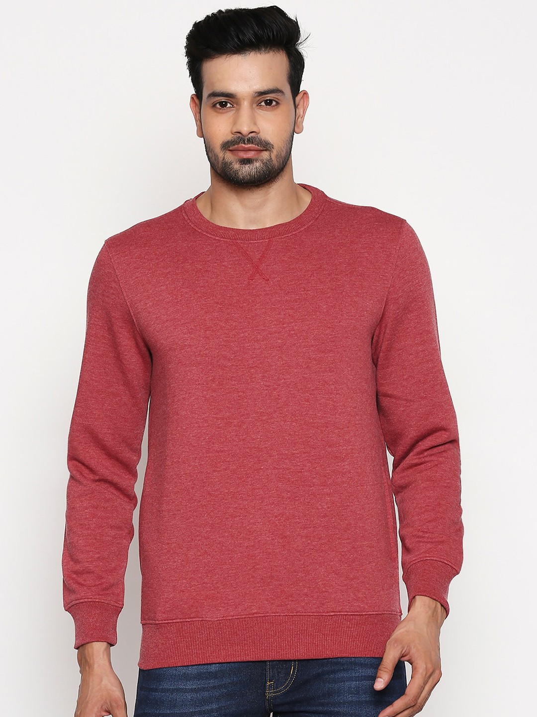 

BYFORD by Pantaloons Men Maroon Solid Sweatshirt