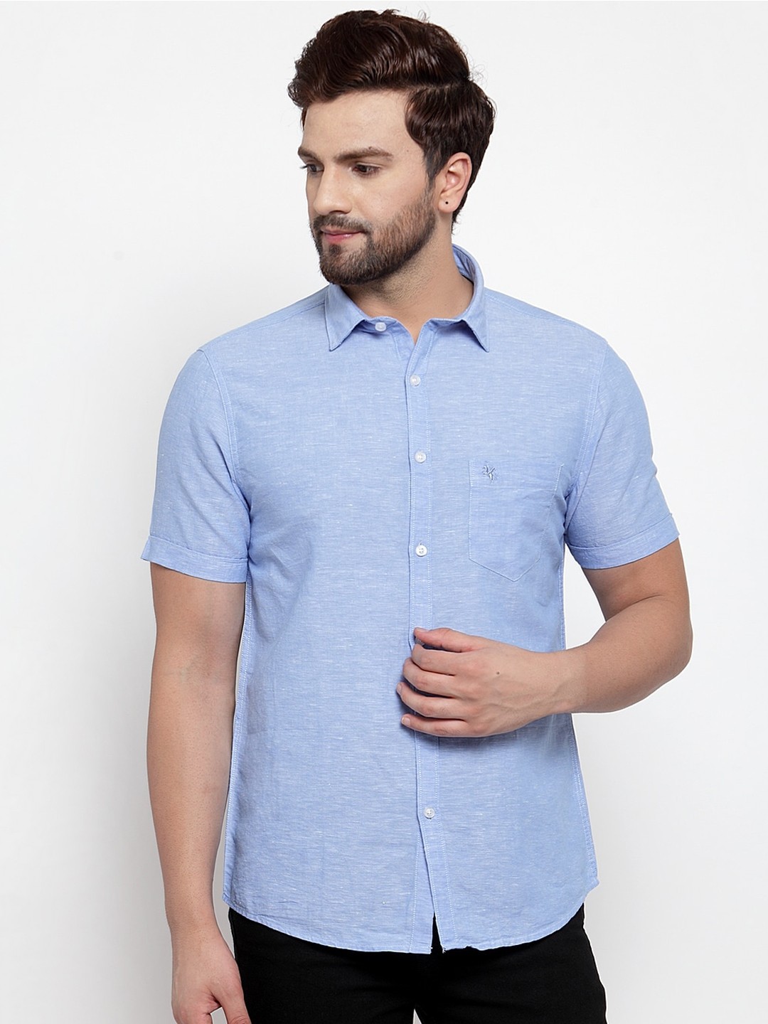 

Cantabil Men Blue Regular Fit Solid Casual Shirt