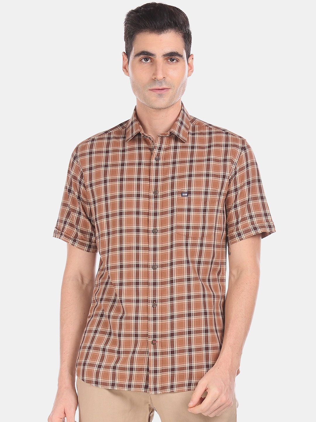 

Arrow Sport Men Brown Regular Fit Checked Cotton Casual Shirt