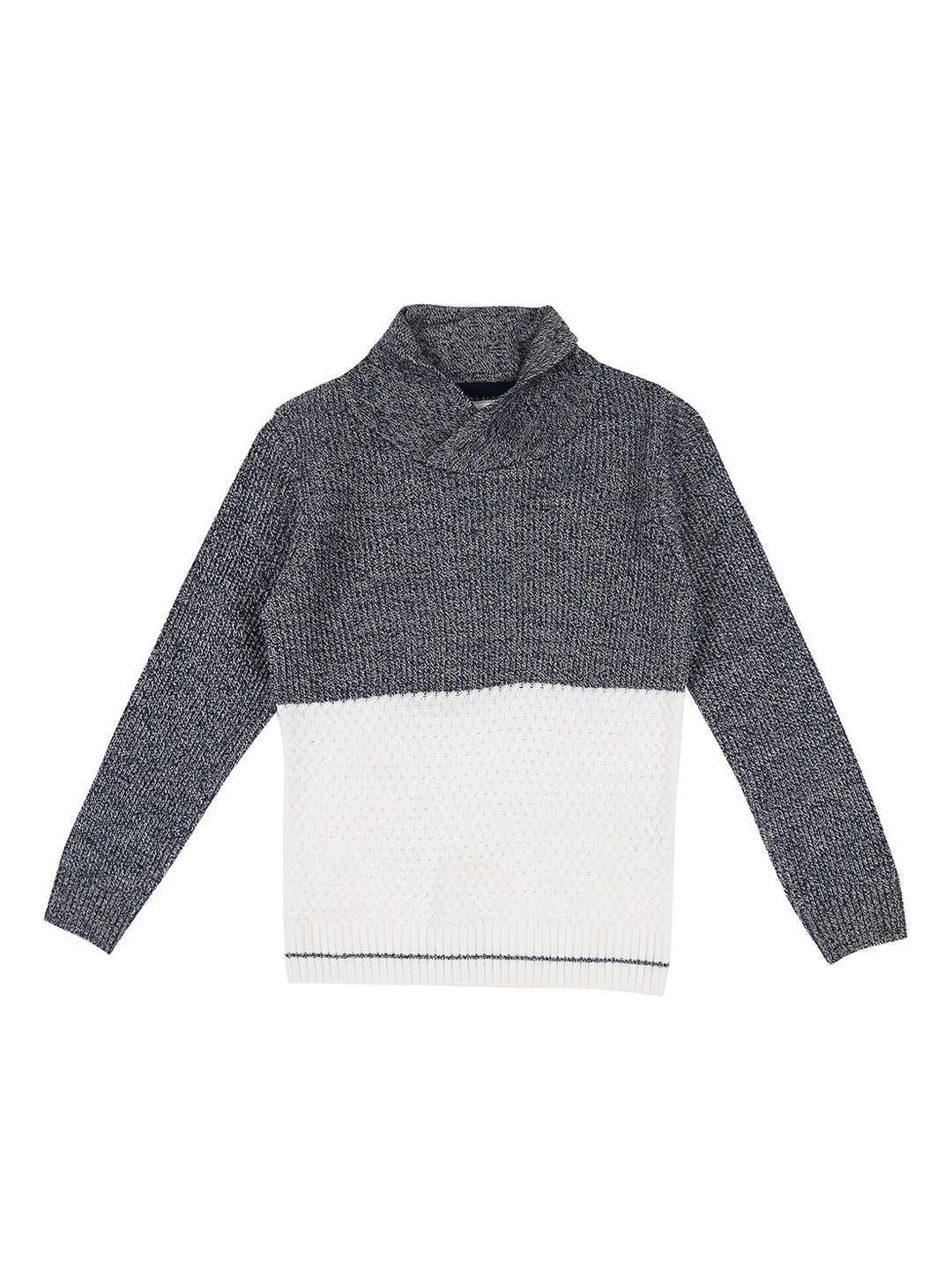 

Pantaloons Junior Boys Grey & White Colourblocked Pullover Sweater