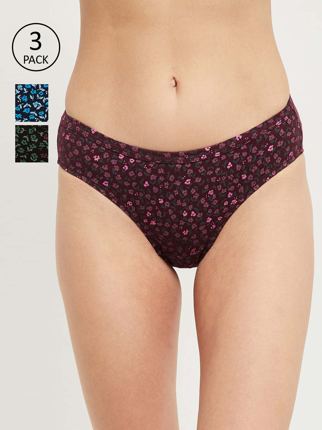 

max Women Pack Of 3 Assorted Cotton Bikini Briefs BKP02MULTI