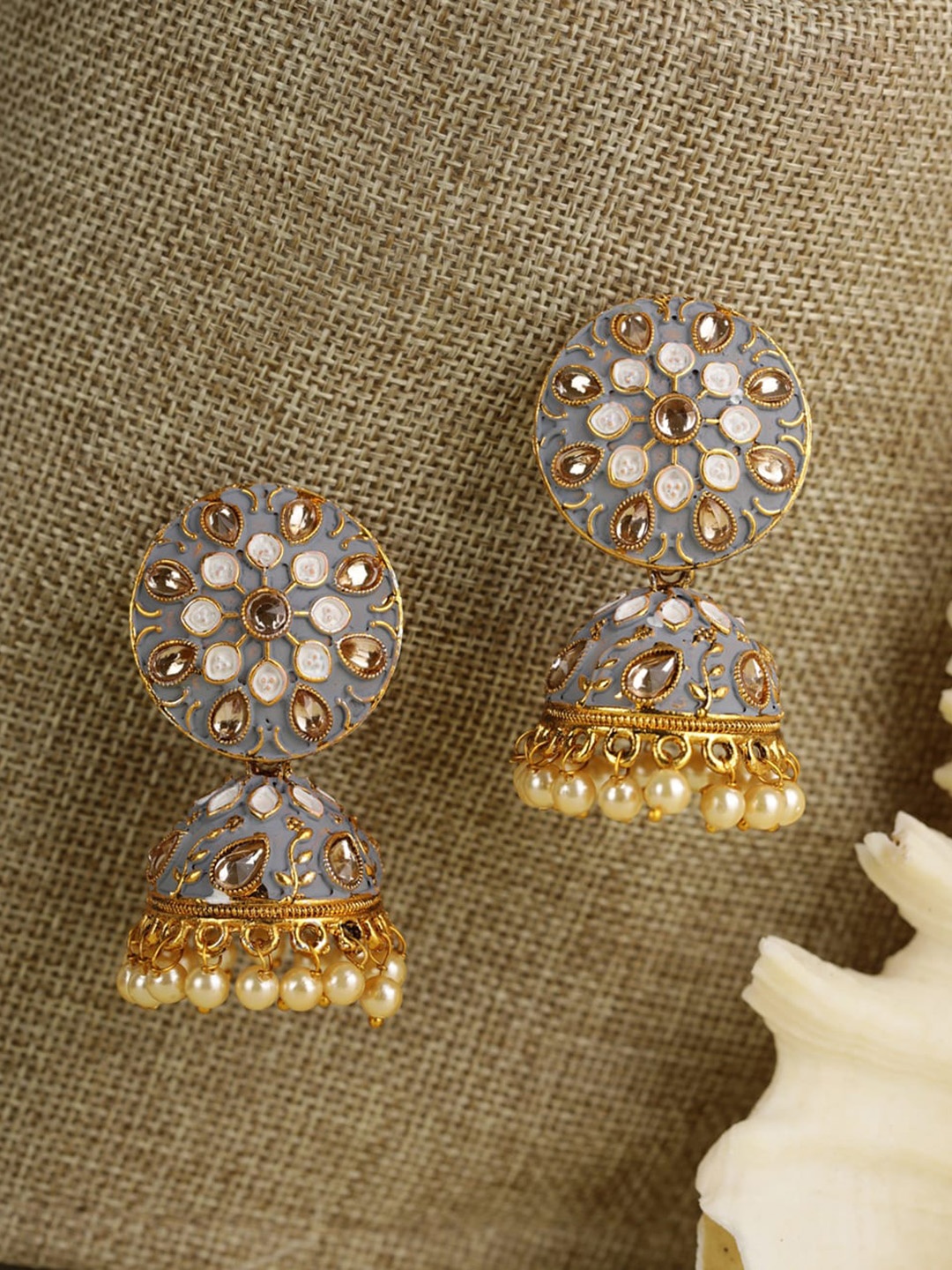 

Priyaasi Grey & White Contemporary Jhumkas