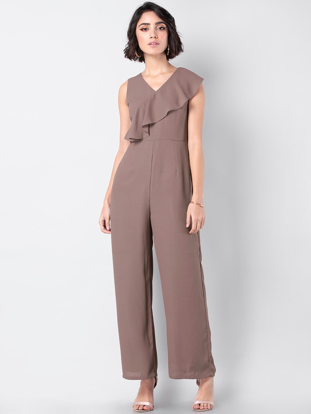 

FabAlley Women Mauve Solid Basic Jumpsuit