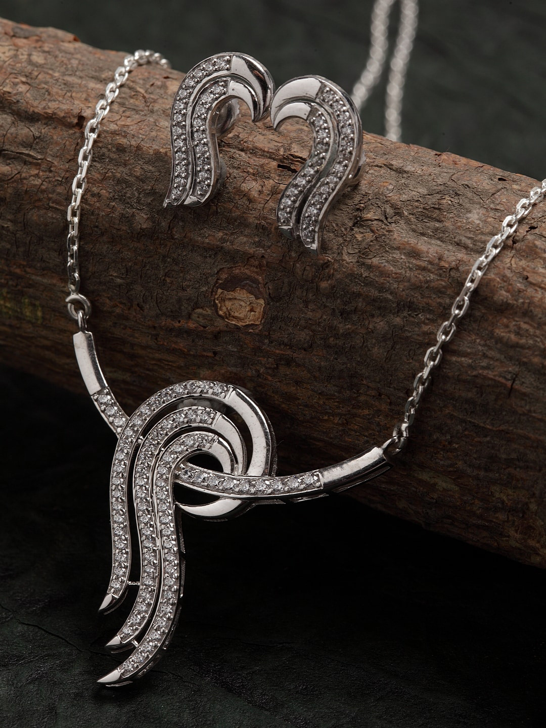 

Clara 92.5 Sterling Silver Rhodium-Plated White CZ-Studded Jewellery Set