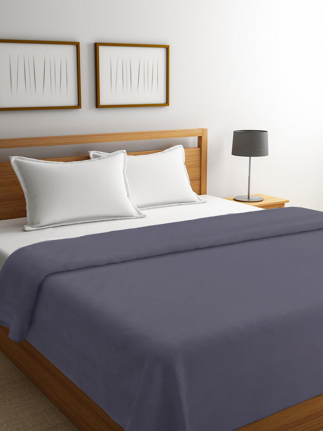 

MARK HOME Blue Solid Pure Organic-Cotton Percale 200 TC Double Queen Duvet Cover