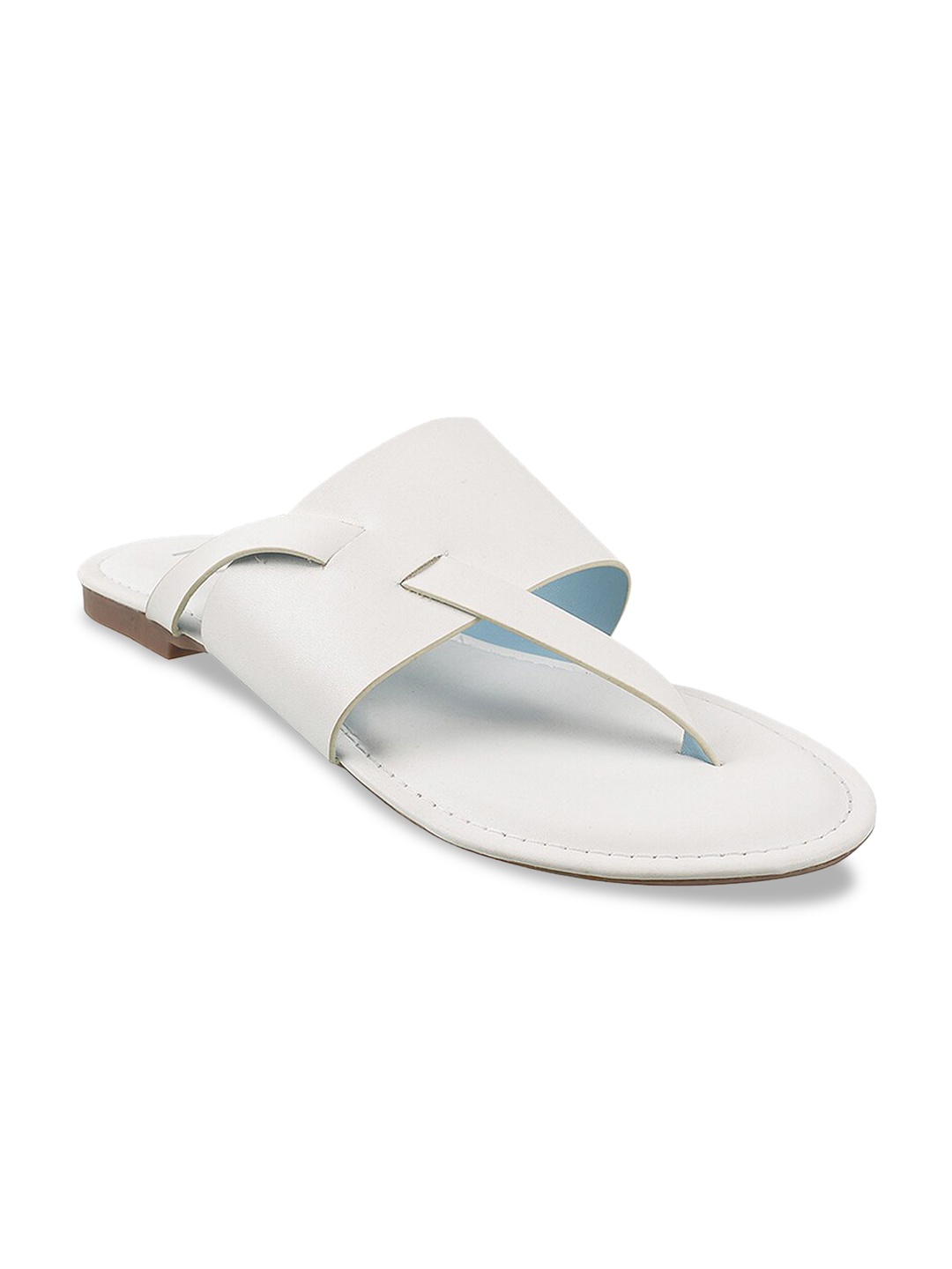 

Metro Women White Solid T-Strap Flats