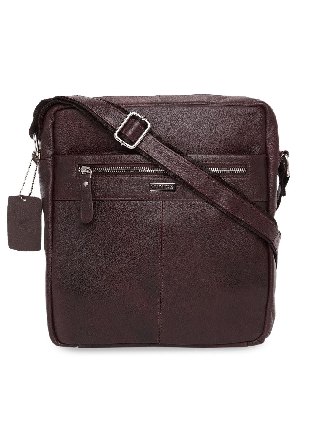 

WildHorn Men Maroon Solid Genuine Leather Messenger Bag