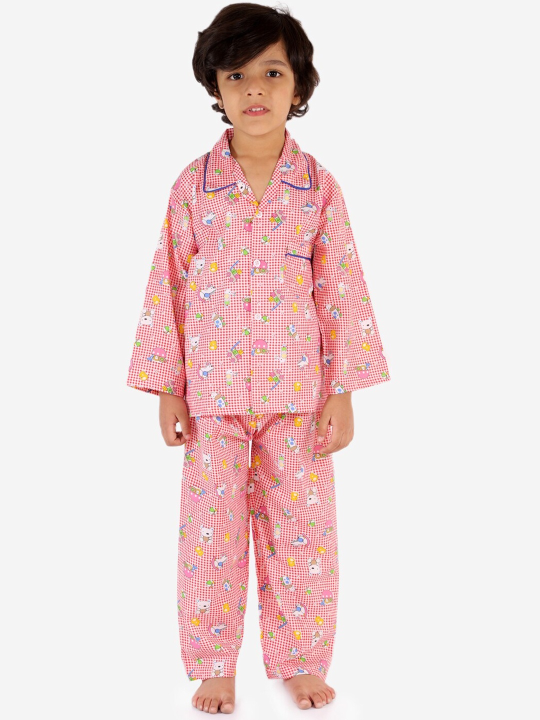 

KID1 Boys Red & White Printed Night suit