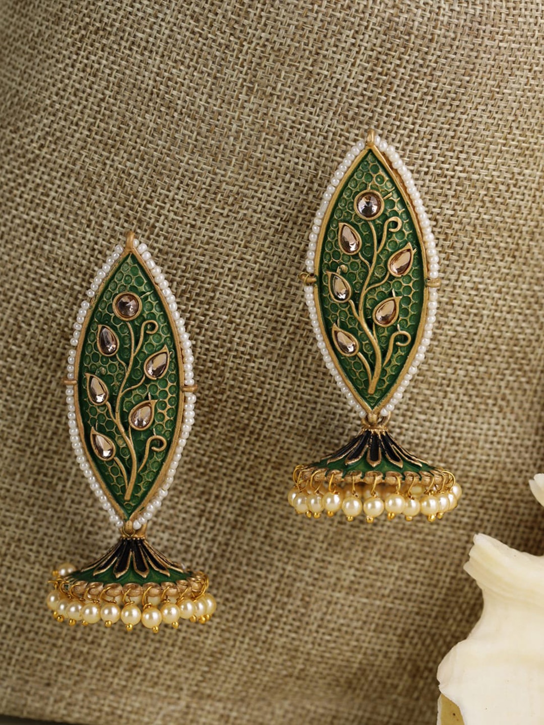 

Priyaasi Green Contemporary Jhumkas