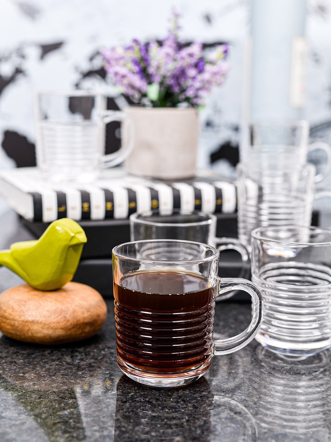 

GOODHOMES Set Of 6 Transparent Solid Glass Mugs
