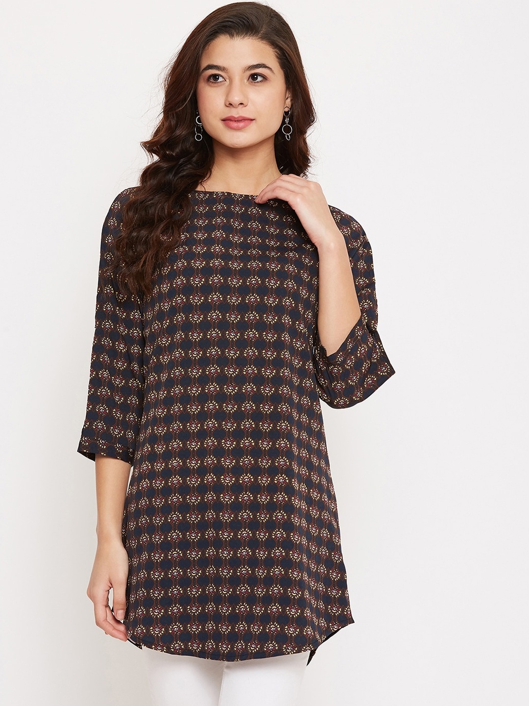 

Ruhaans Women Black & Brown Printed Tunic