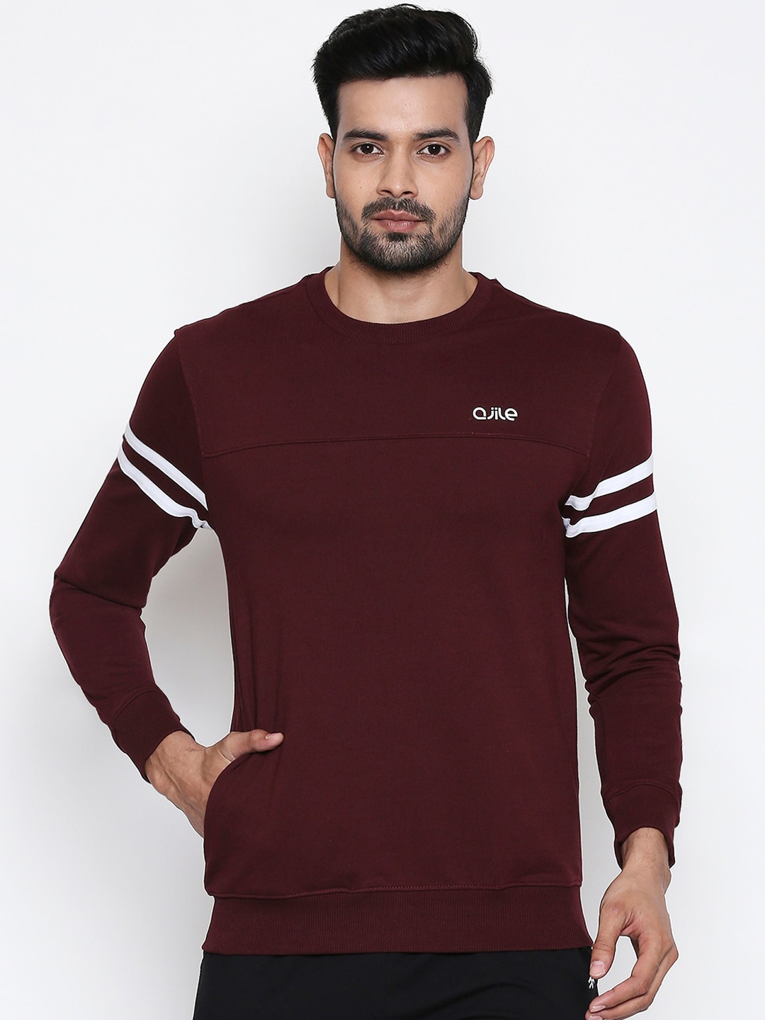 

Ajile by Pantaloons Men Maroon Solid Sweatshirt