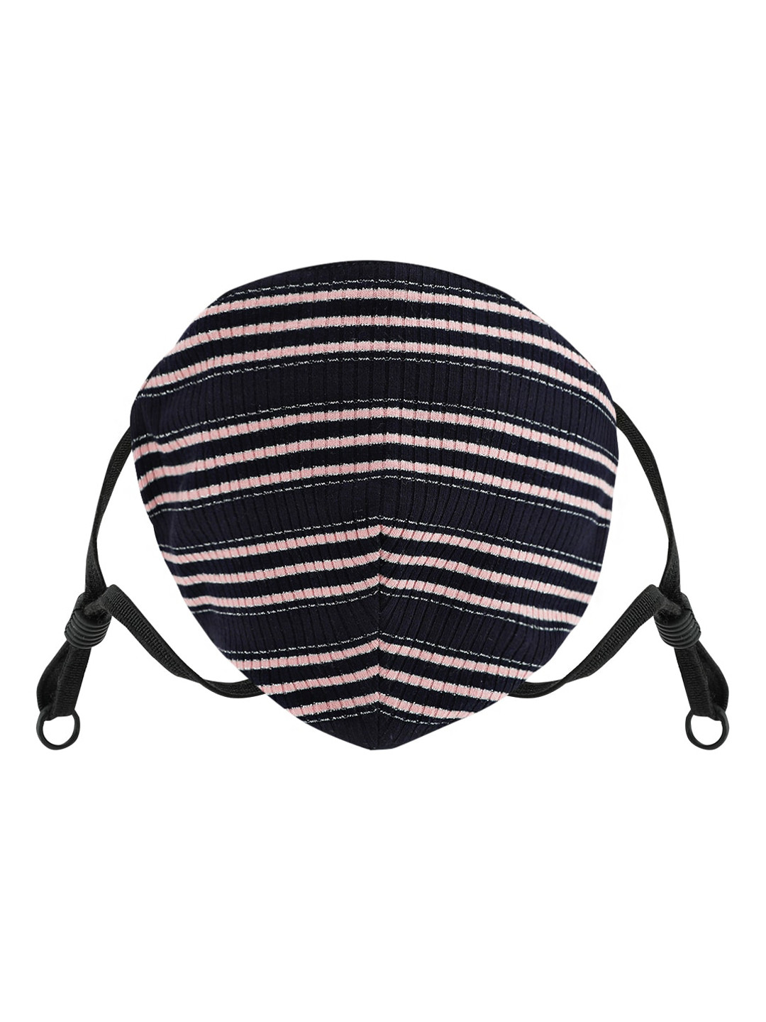 

Kazo Women Black & Pink Striped 2-Ply Lurex Layered Cloth Mask