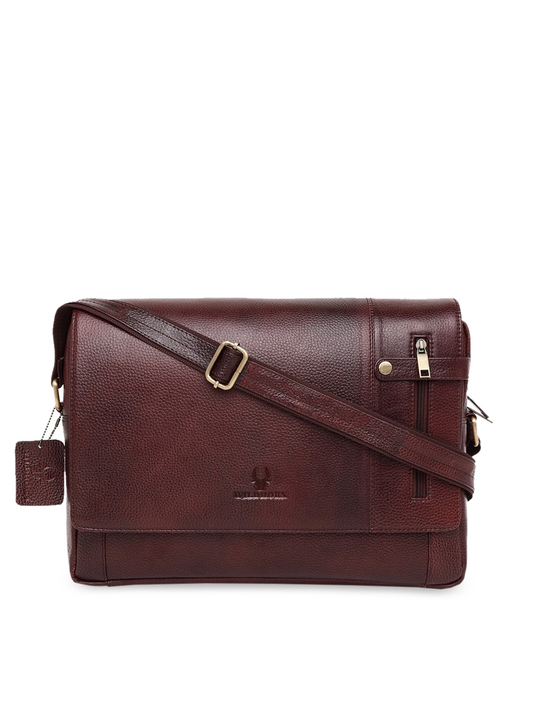 

WildHorn Men Maroon Solid Genuine Leather Messenger Bag