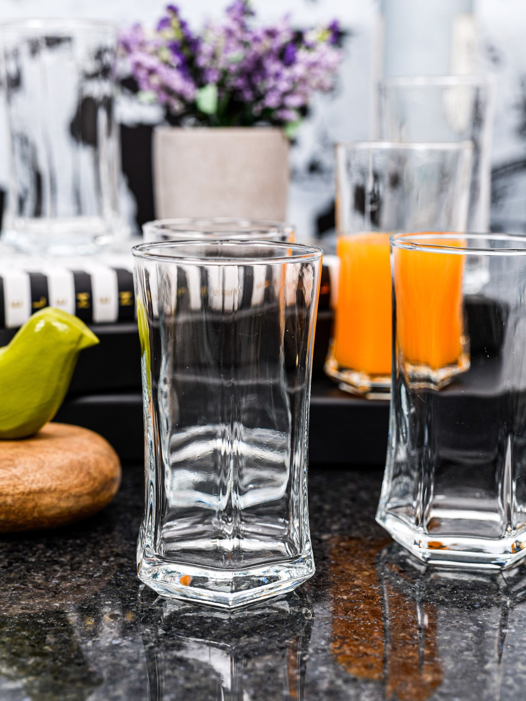 GOODHOMES Set of 6 Transparent Solid Juice Tumbler Glass