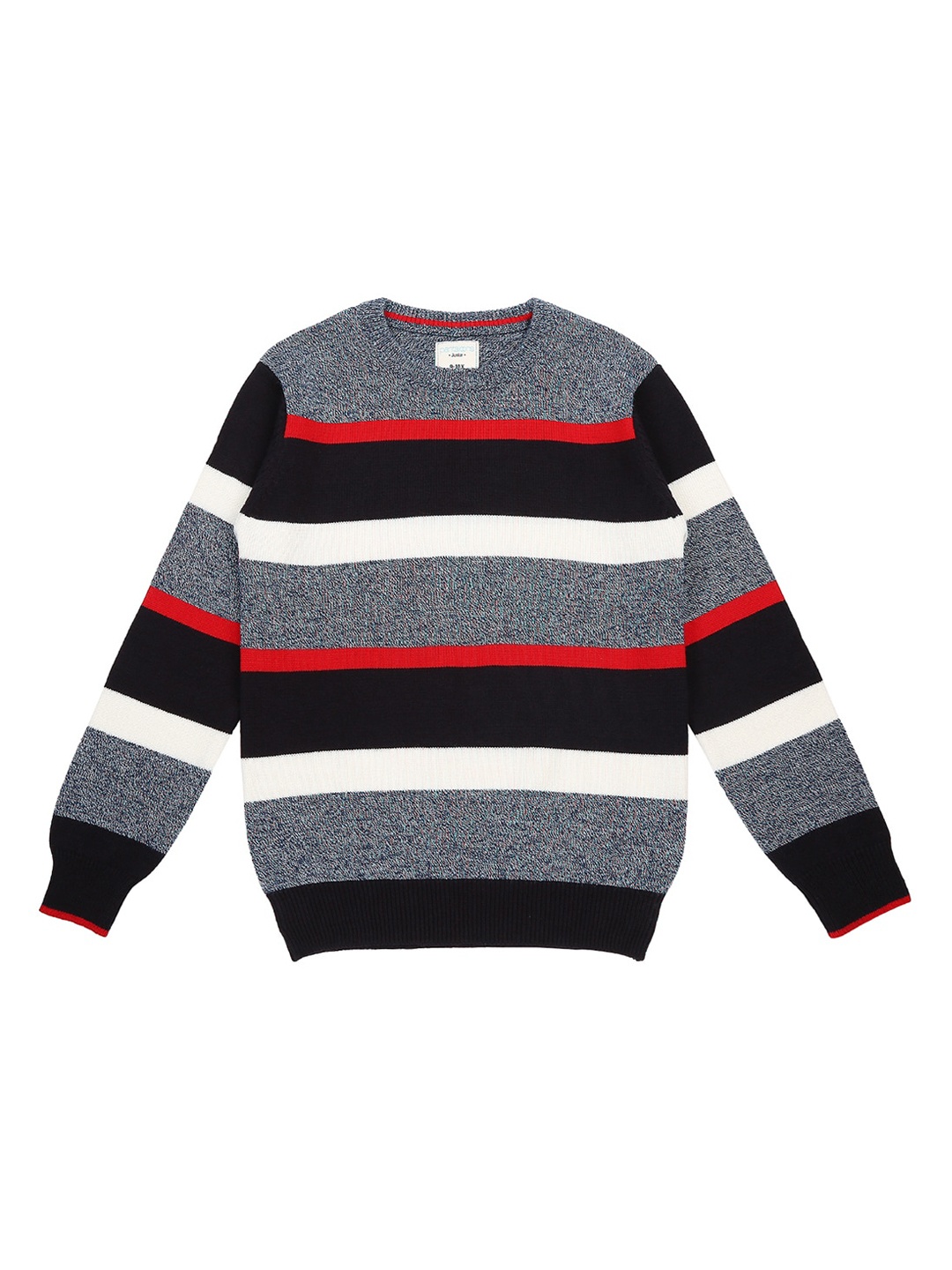 

Pantaloons Junior Boys Black & Grey Striped Pullover Sweater
