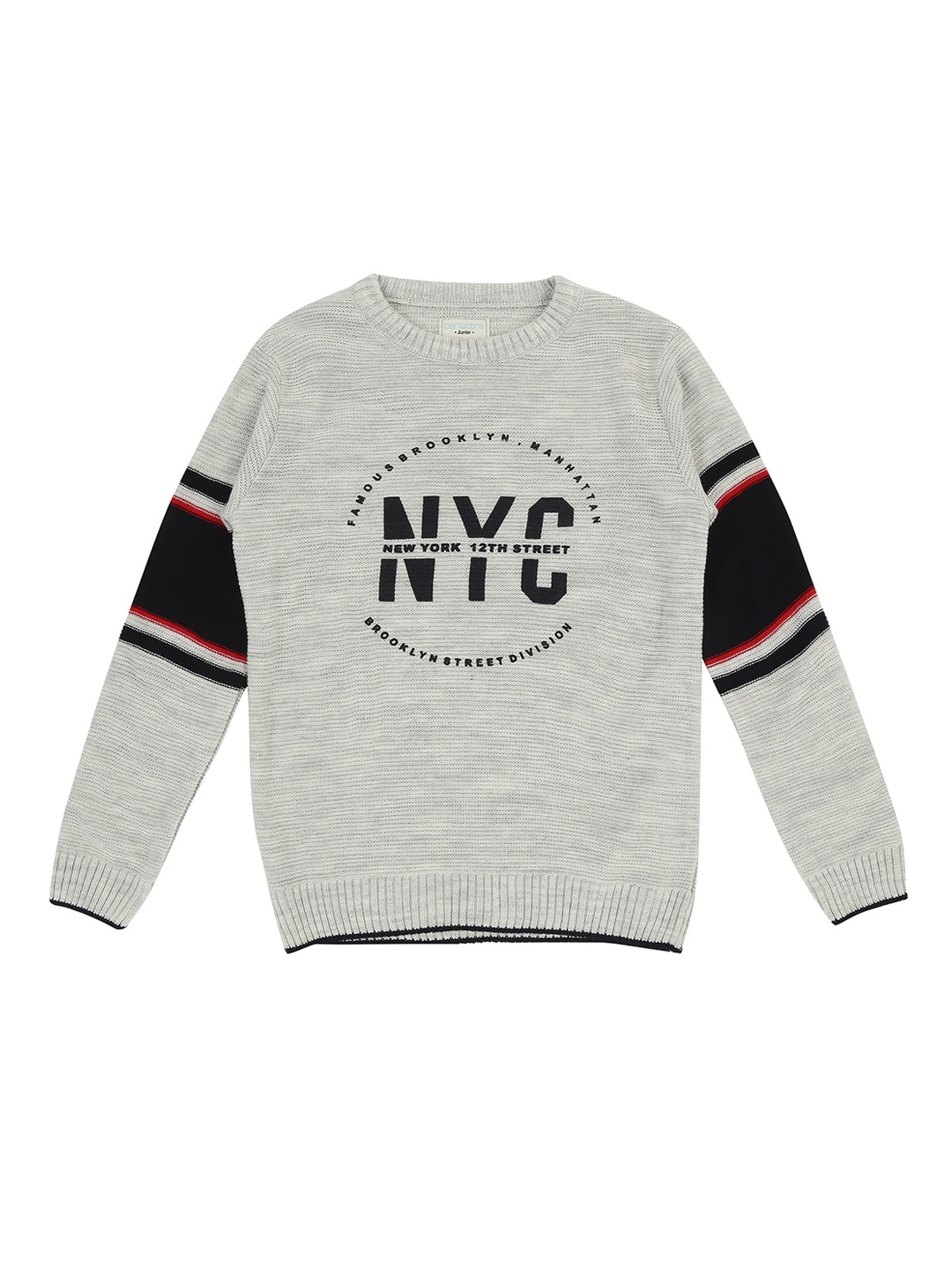 

Pantaloons Junior Boys Grey Melange Printed Pullover Sweater