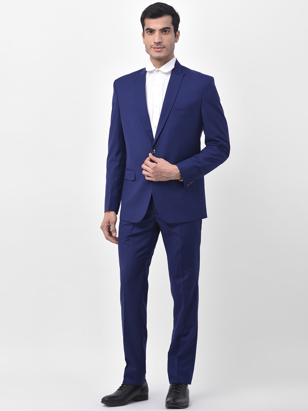

LUXURAZI Men Blue Solid Single-Breasted Tailored-Fit Formal Suit