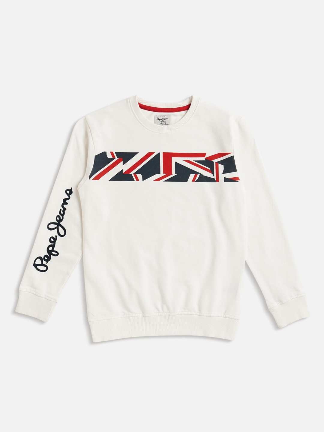 

Pepe Jeans Boys Off-White & Red Printed Sweatshirt