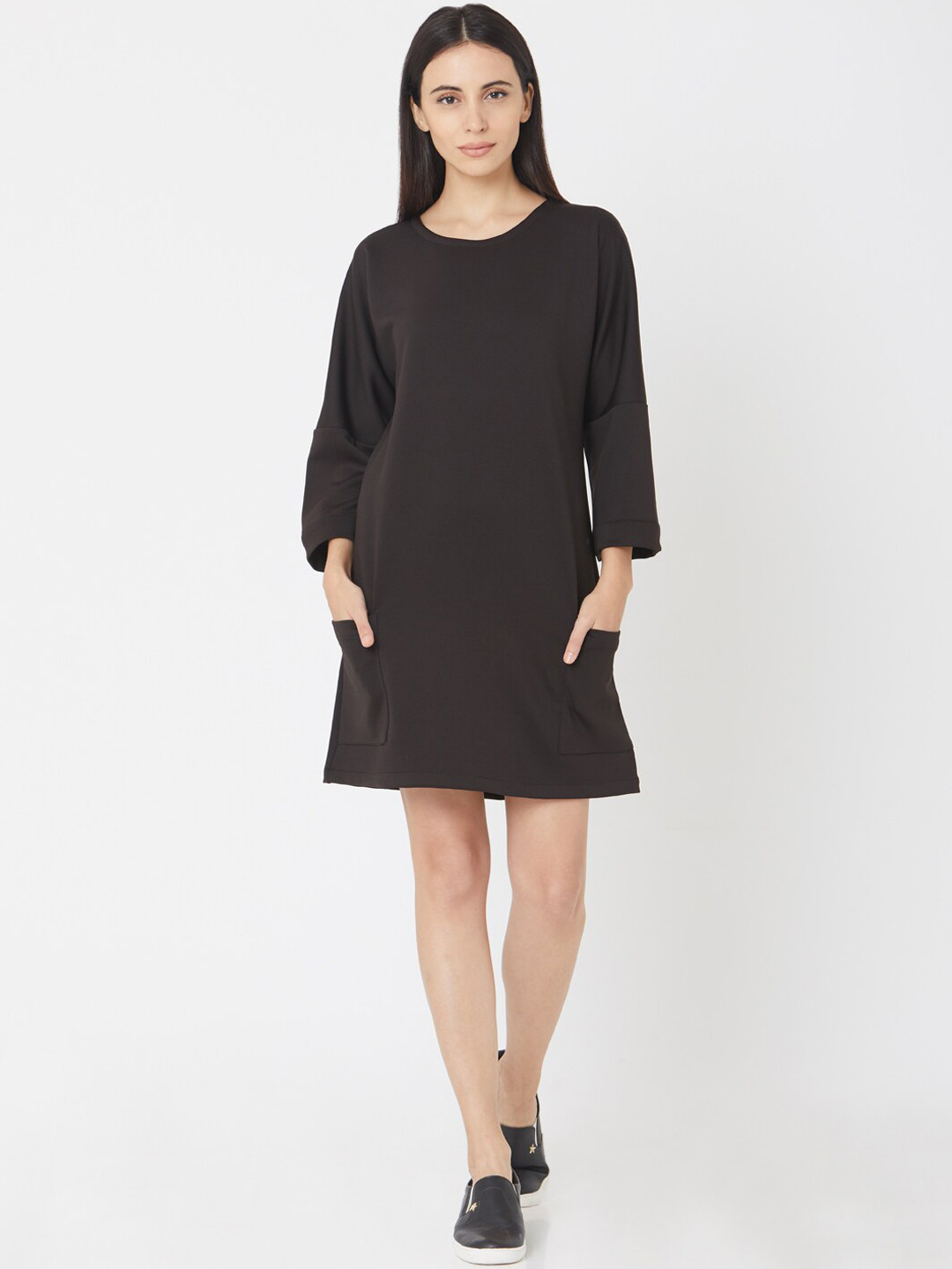

Smarty Pants Women Black Solid T-shirt Dress