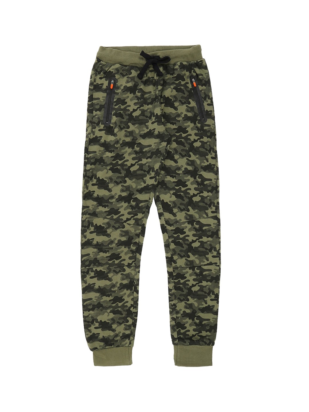 

Pantaloons Junior Boys Olive Green & Black Printed Camouflage Joggers