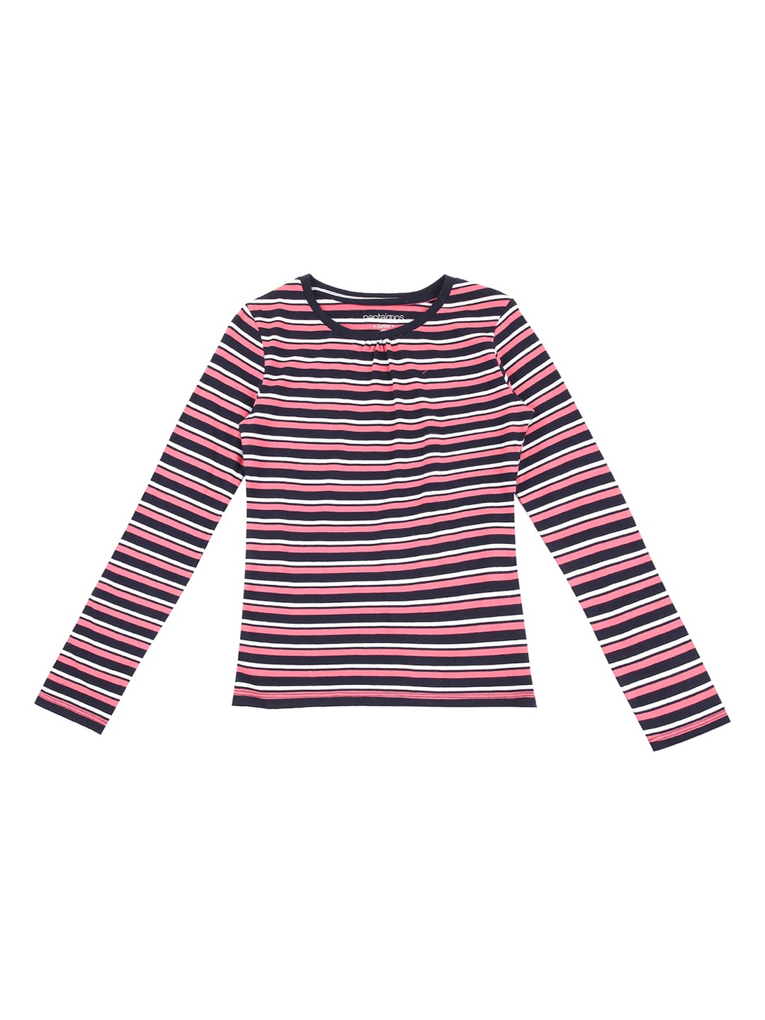 

Pantaloons Junior Girls Pink Striped Round Neck T-shirt
