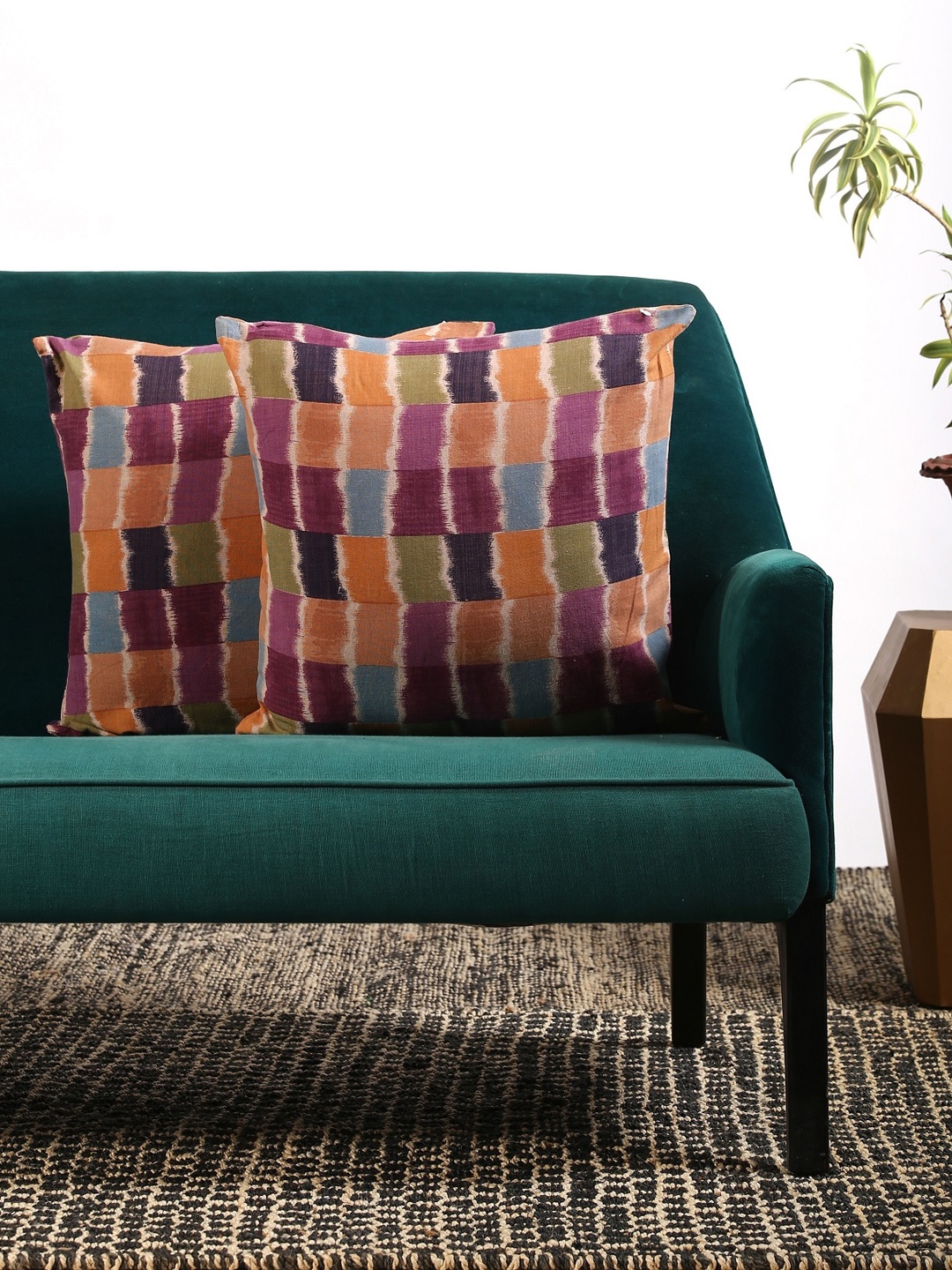 

Contrast Living Set Of 2 Multicolored Printed Square Cushion Covers, Multi