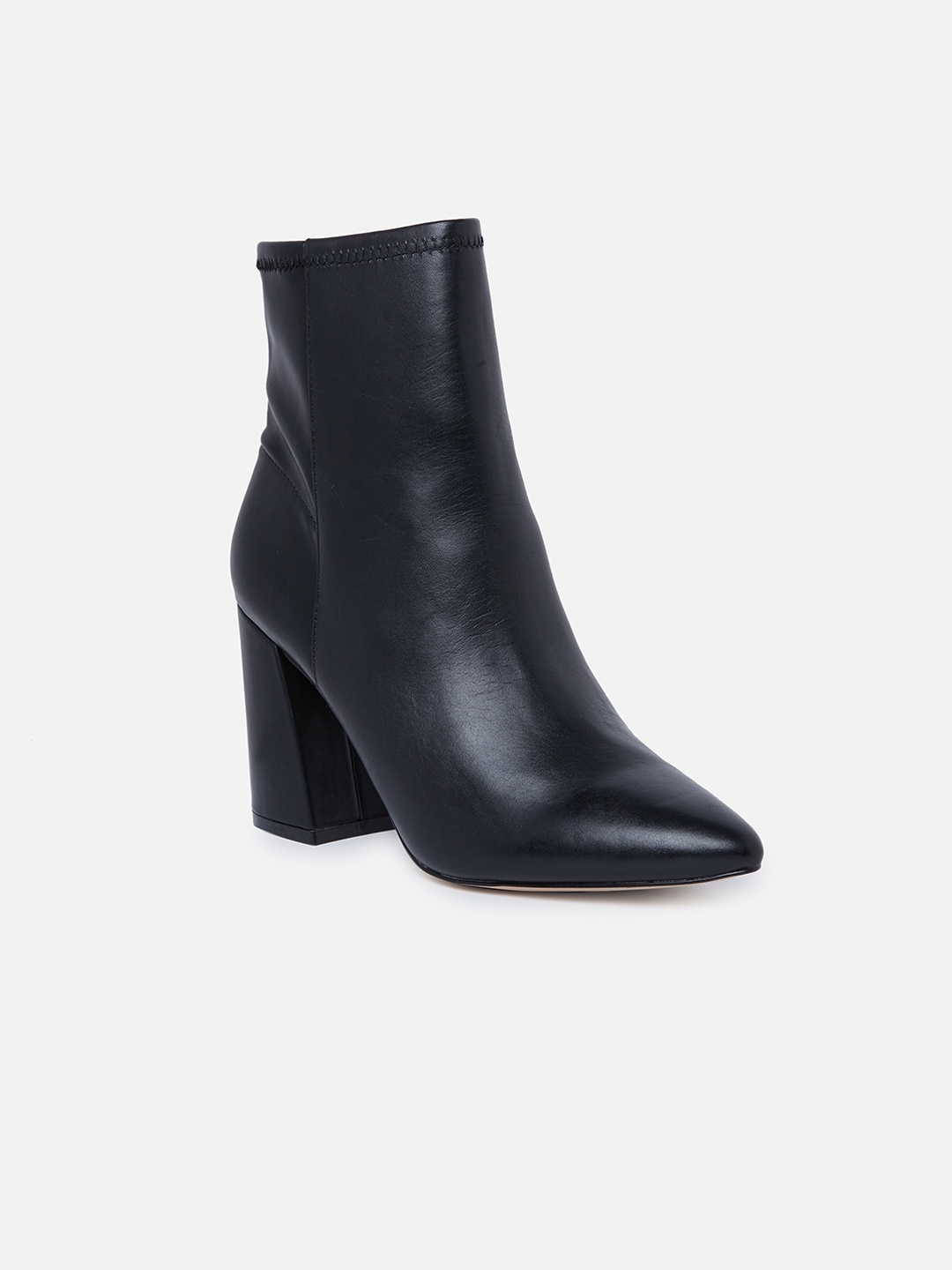 

ALDO Women Black Solid Leather Heeled Boots