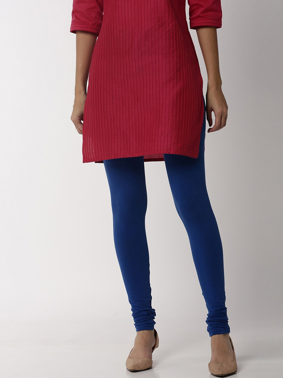 Soch Women Royal Blue Pure Cotton Solid Churidar Length Leggings