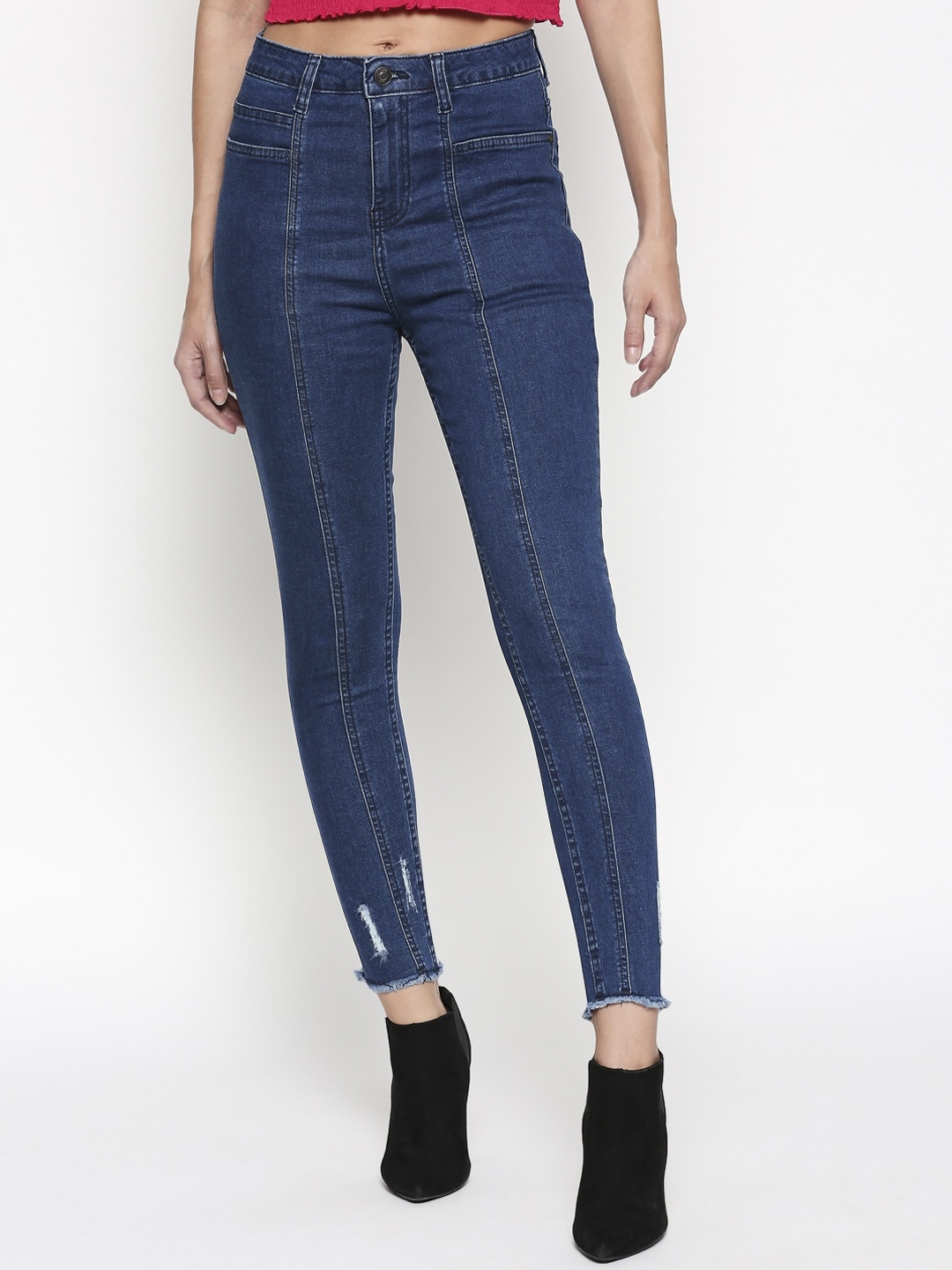 

People Women Blue Tapered Fit Jeans