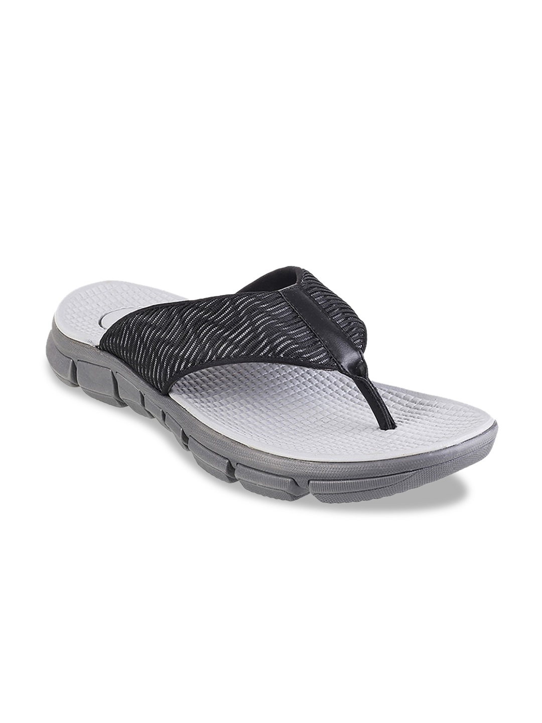 

Metro Men Black & Grey Textured Comfort Sandals