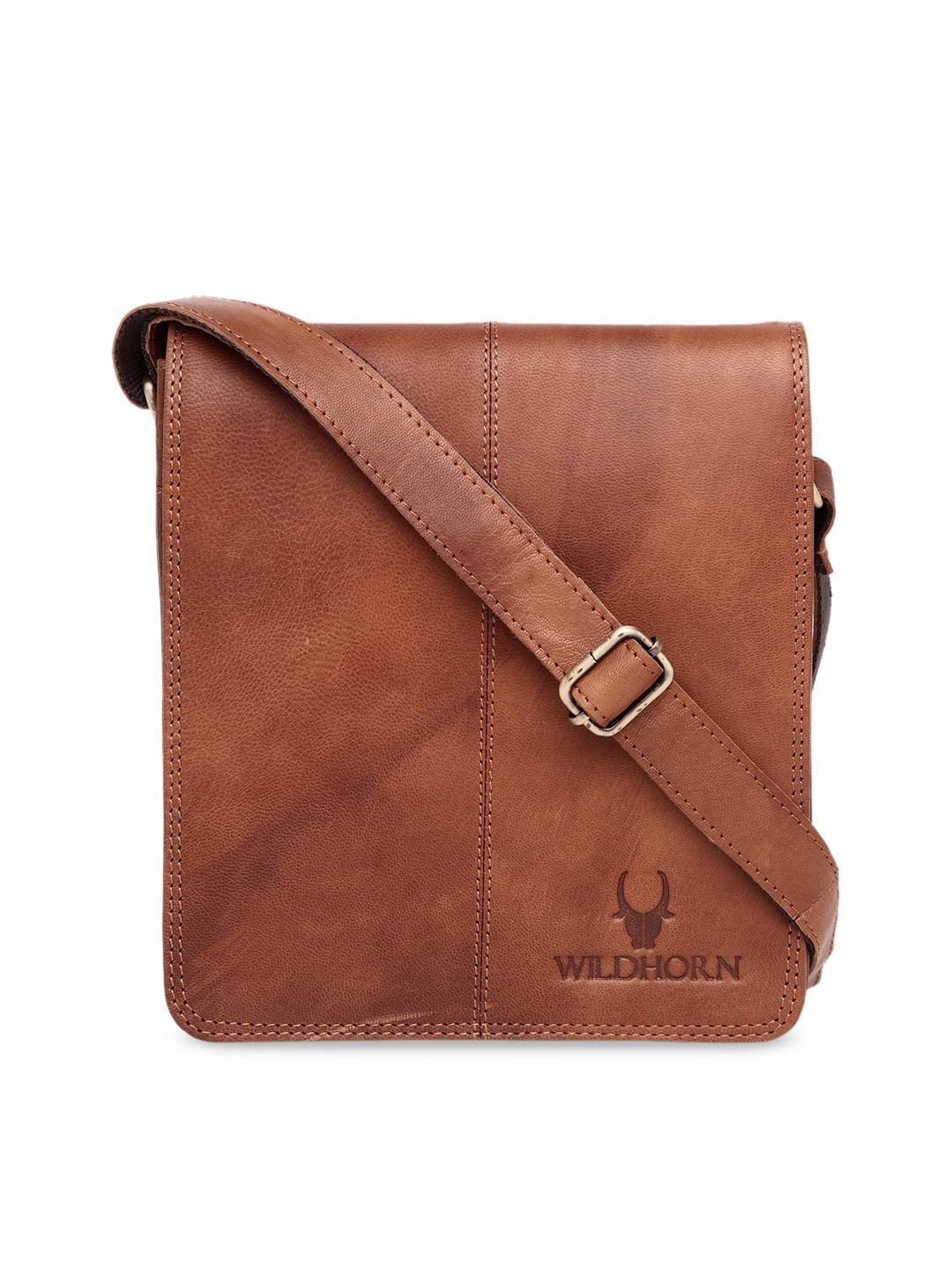 

WildHorn Men Tan Brown Solid Genuine Leather Messenger Bag
