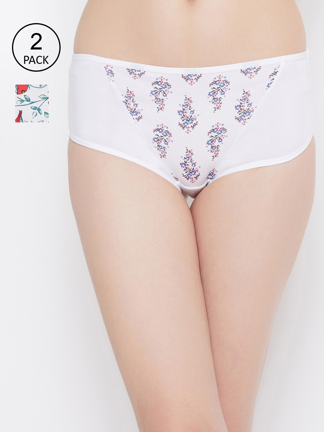 

Clovia Women Pack of 2 Printed Hipster Briefs COMPNC904, White