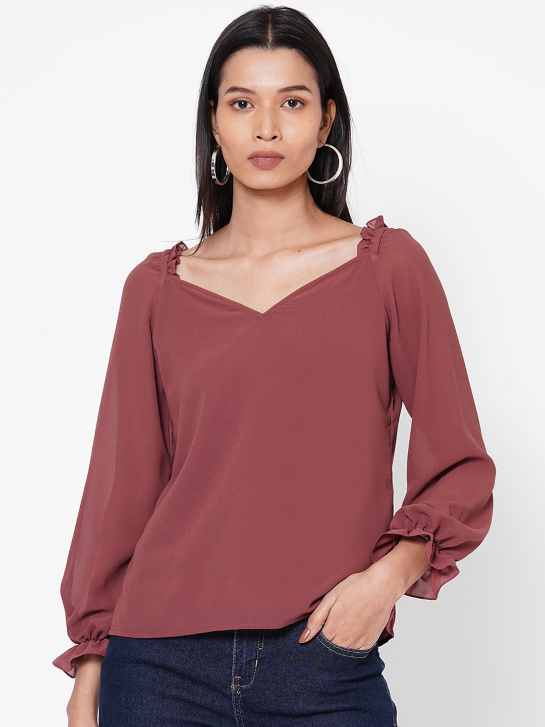 

MISH Women Mauve Solid Top