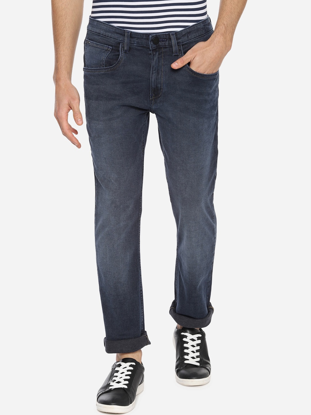 

V Dot Men Navy Blue Slim Fit Mid-Rise Clean Look Jeans