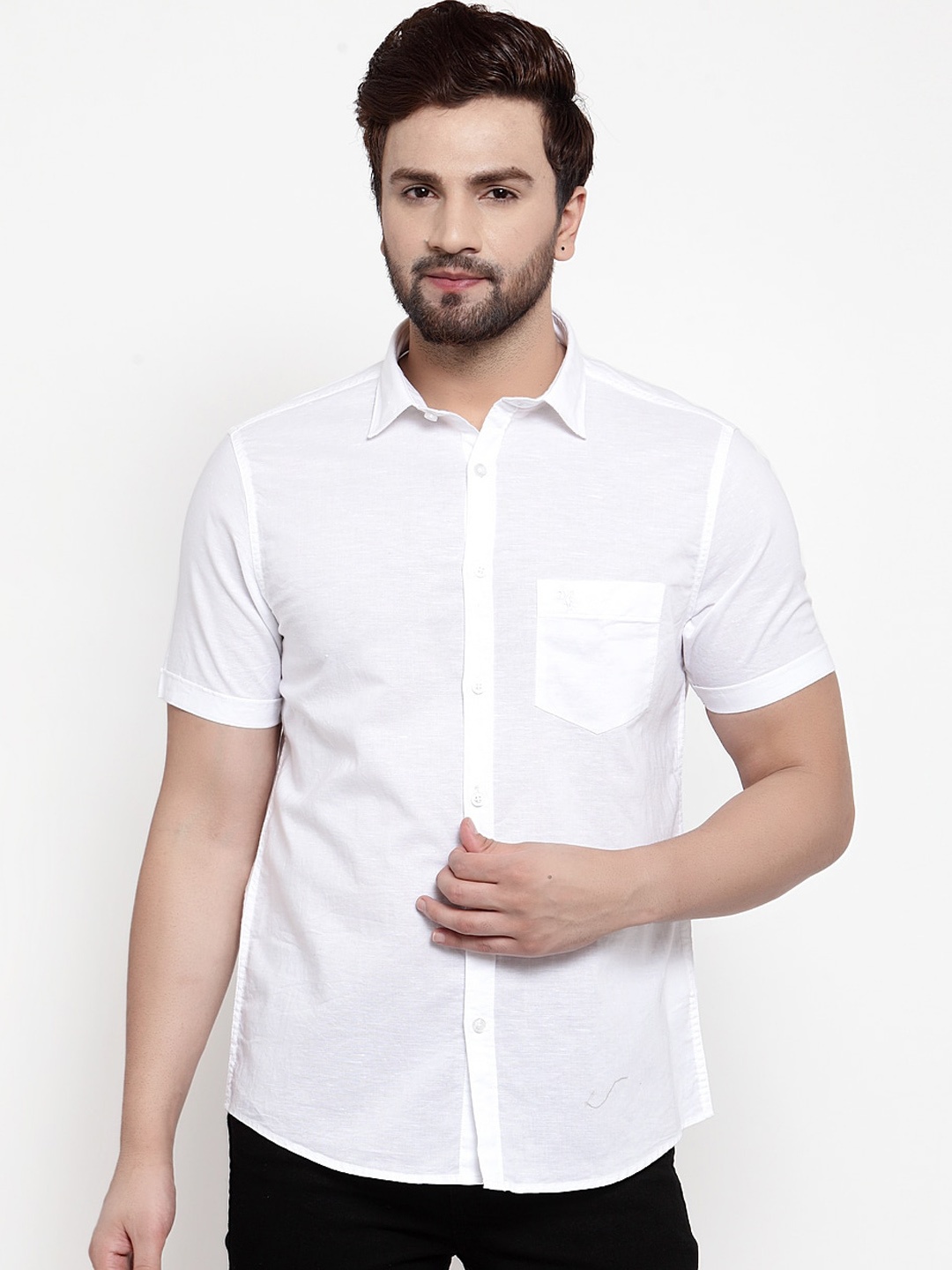 

Cantabil Men White Regular Fit Solid Casual Shirt