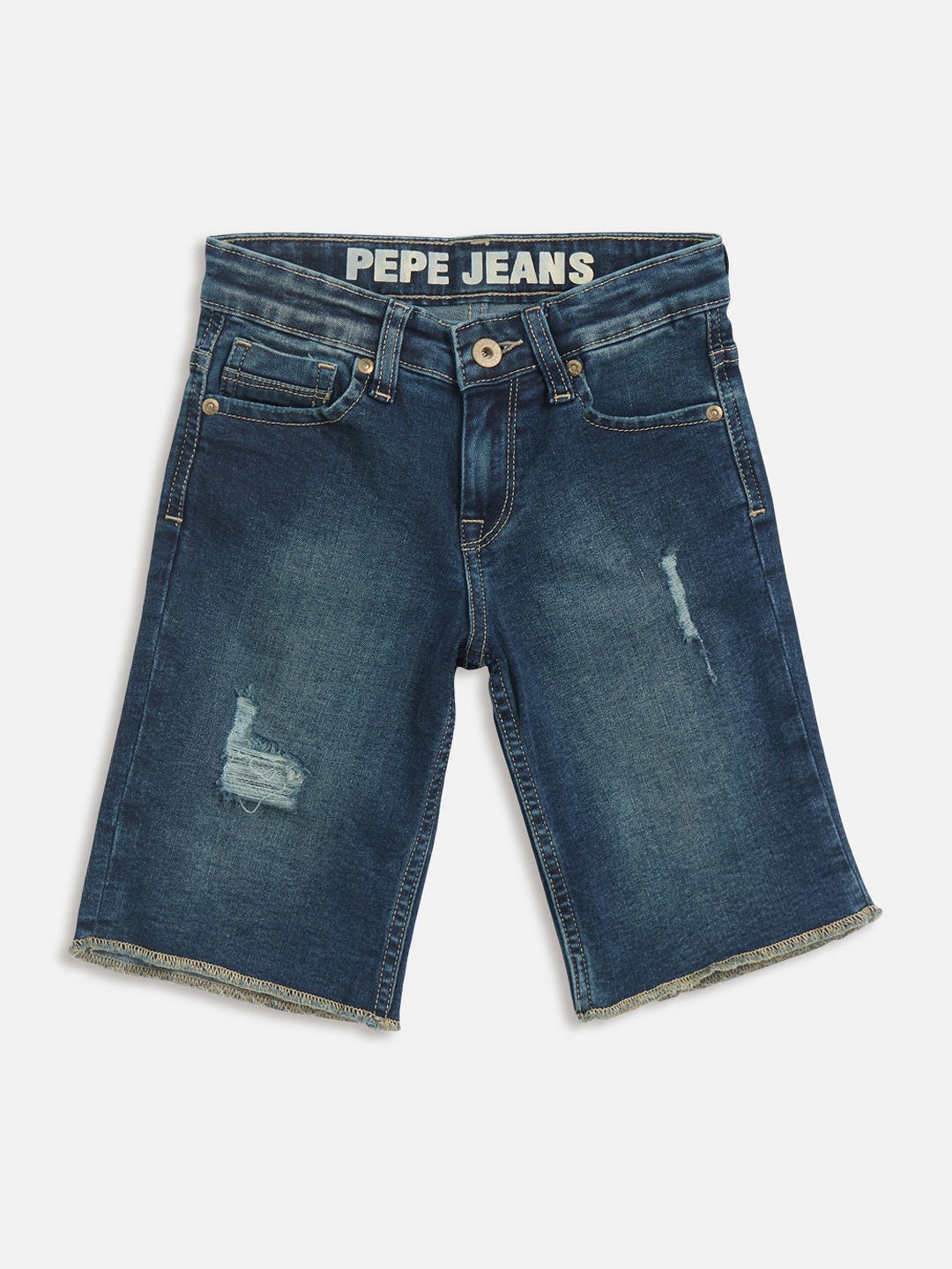 

Pepe Jeans Boys Navy Blue Washed Regular Fit Denim Shorts