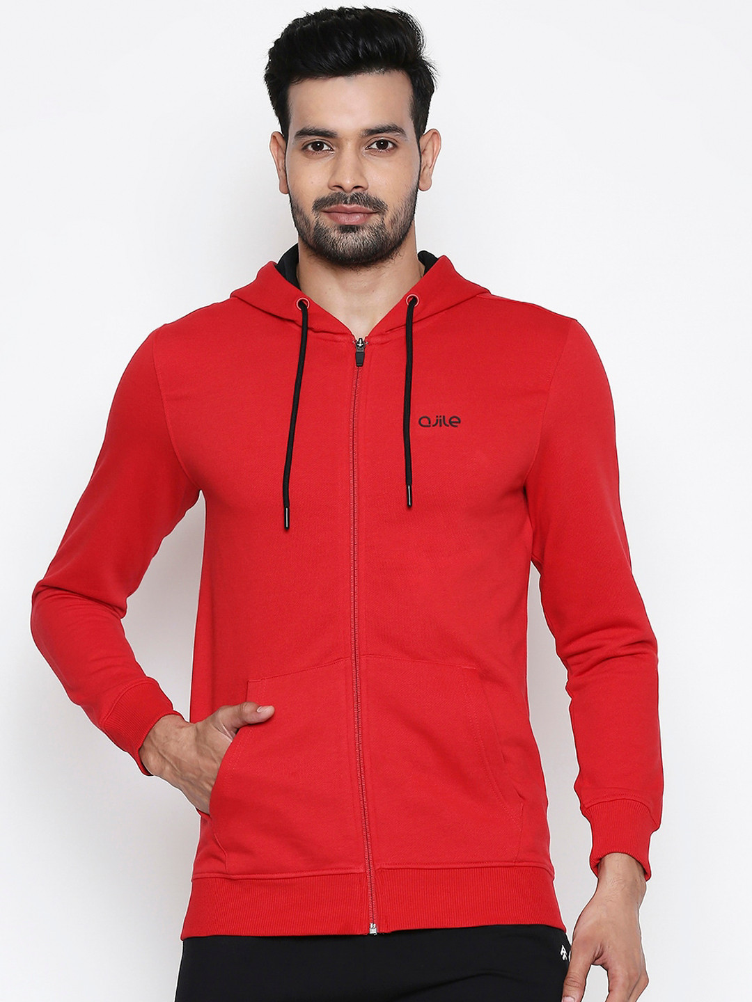 

Ajile by Pantaloons Men Red Solid Sweatshirt