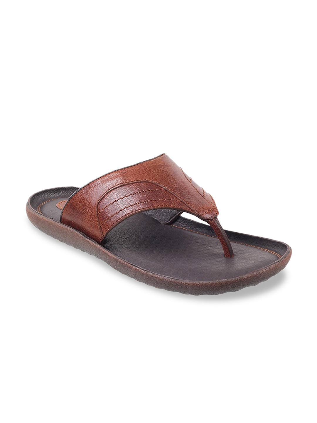 

Mochi Men Tan Brown Textured Leather Comfort Sandals