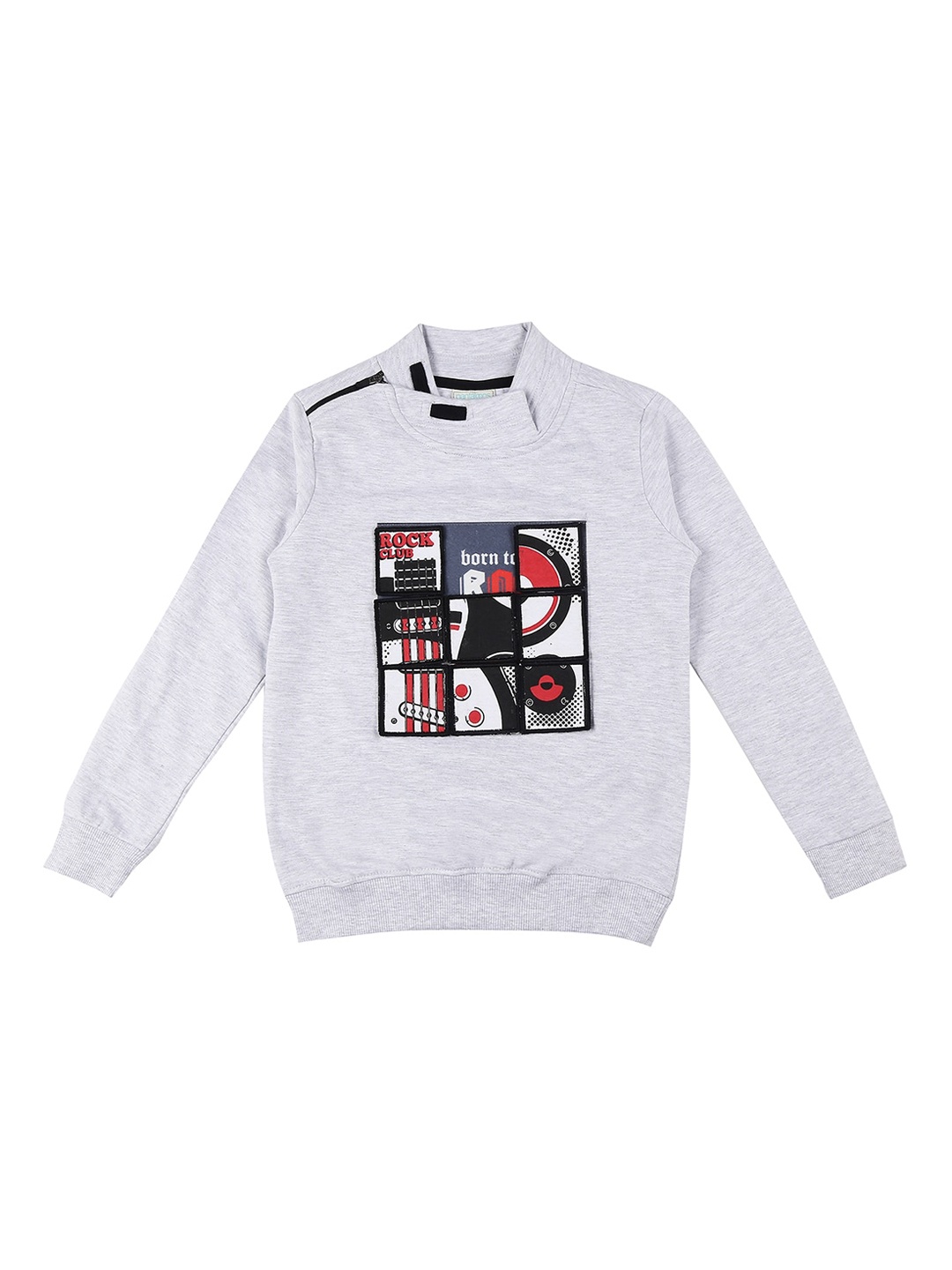 Pantaloons Junior Boys Grey & Black Printed Sweatshirt