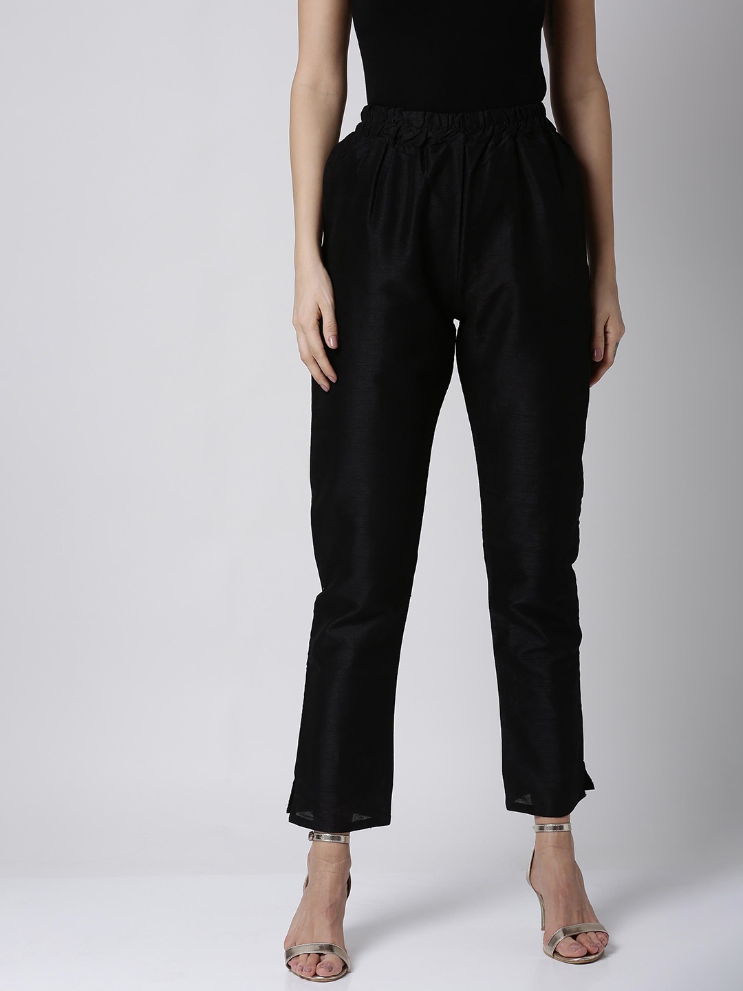 

Soch Women Black Regular Fit Solid Regular Trousers
