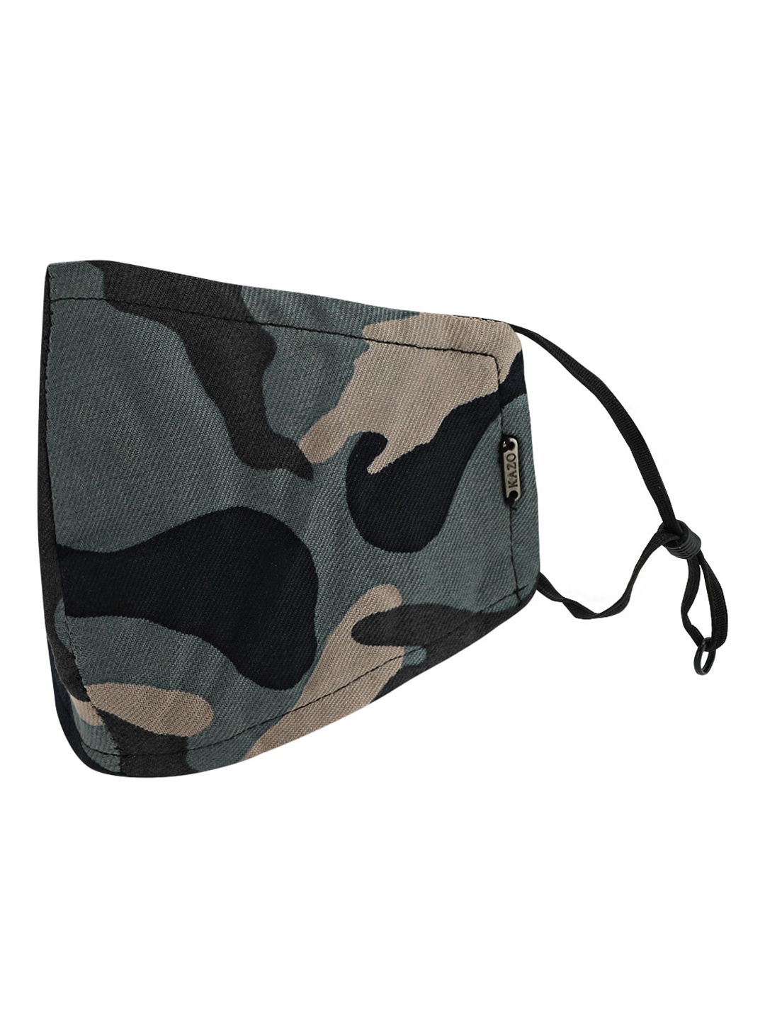 

Kazo Unisex Black & Olive Green Camouflage Print 2-Ply Cloth Masks