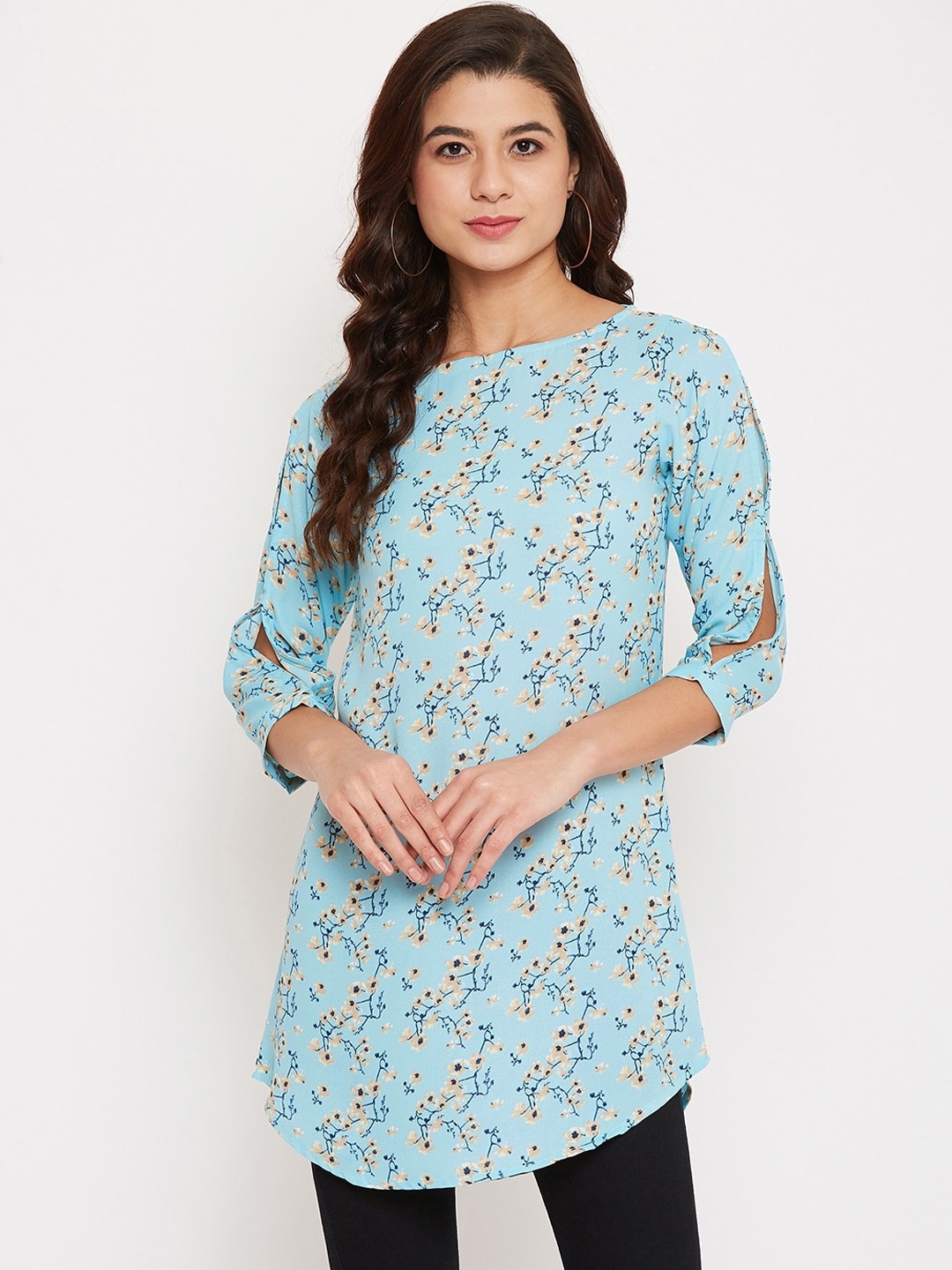 

Ruhaans Women Blue & Beige Printed Tunic