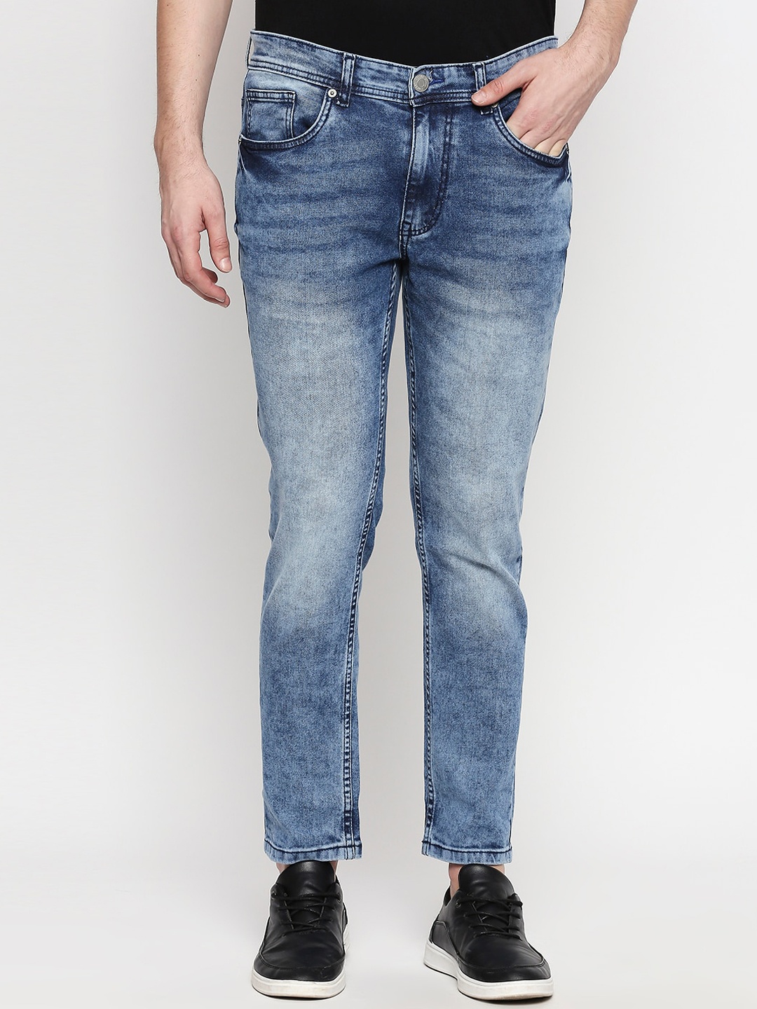 

People Men Blue Skinny Fit Mid-Rise Clean Look Jeans