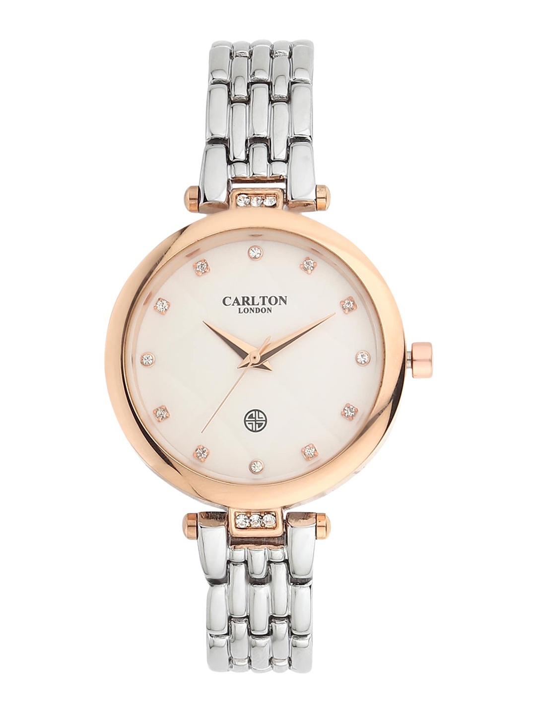 

Carlton London Women Silver-Toned & Rose Gold Analogue Watch