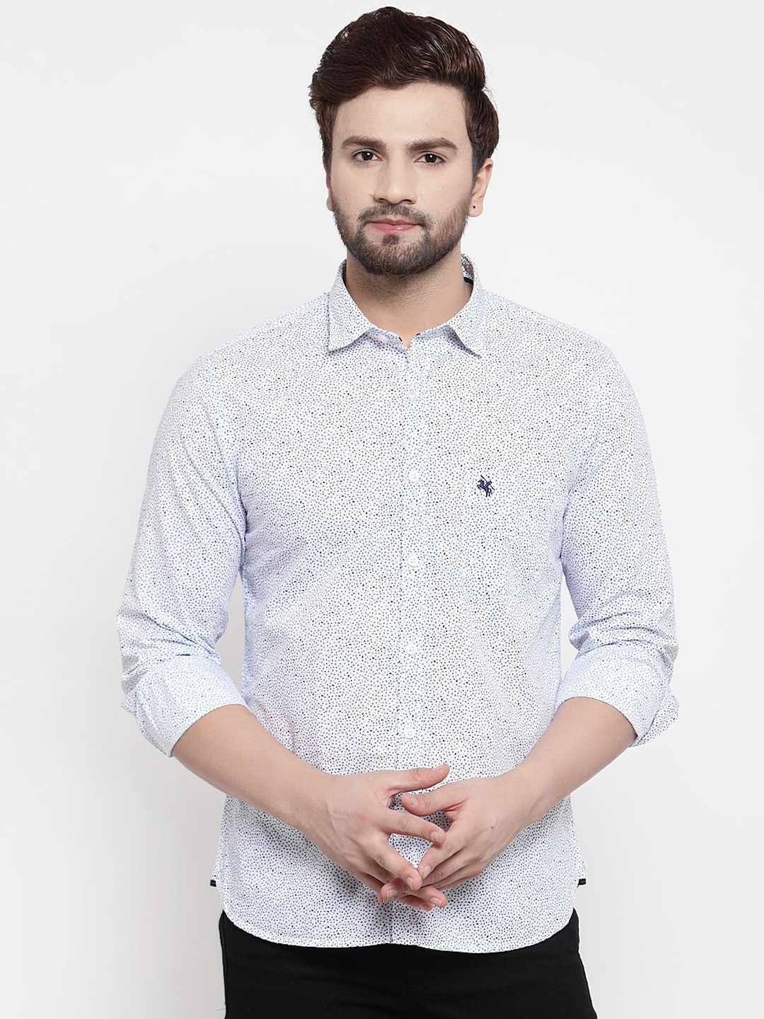 

Cantabil Men White & Blue Slim Fit Printed Casual Shirt