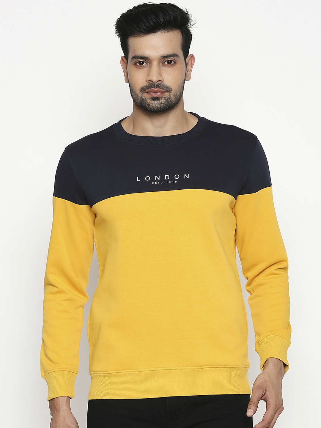 

BYFORD by Pantaloons Men Yellow Colourblocked Sweatshirt