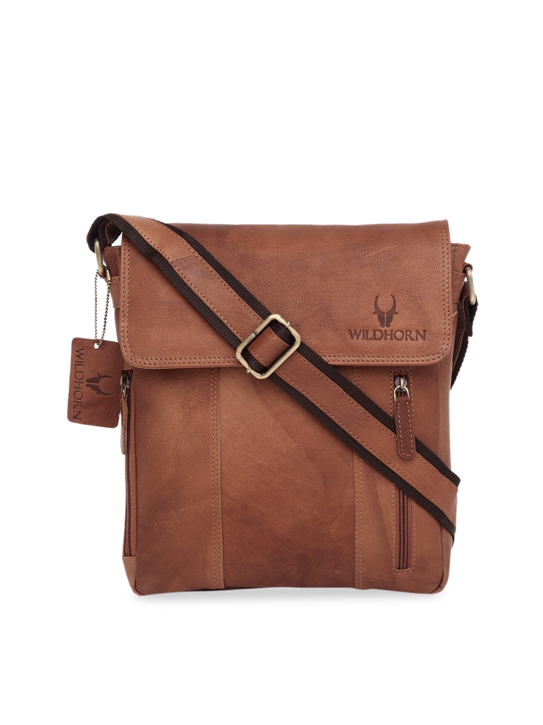 

WildHorn Men Tan Brown Solid Genuine Leather Messenger Bag
