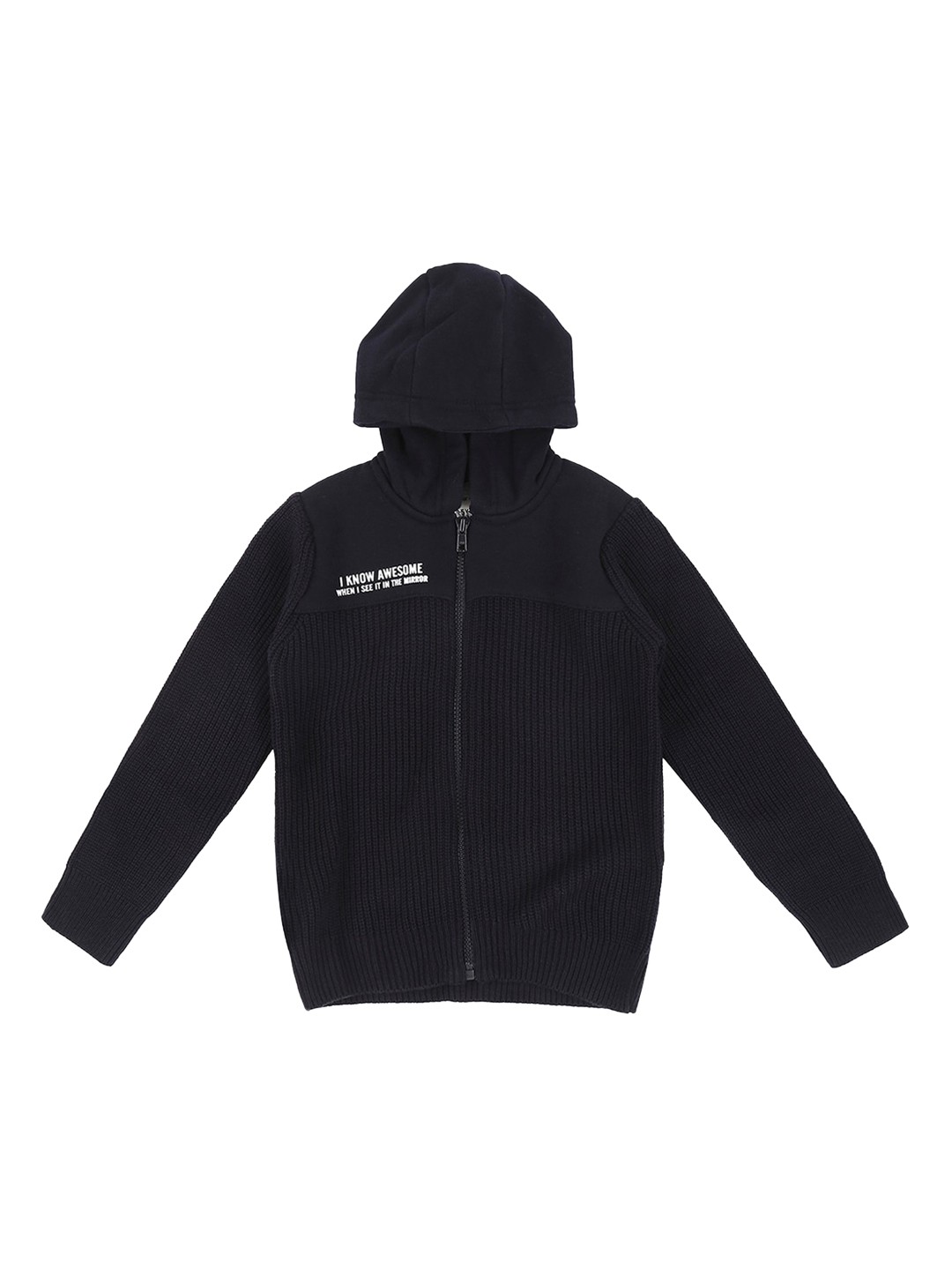 

Pantaloons Junior Boys Navy Blue Solid Hooded Sweater